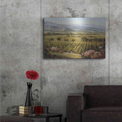 Luxe Metal Art 'Vineyards to Vaca Mountains' by Ellie Freudenstein, Metal Wall Art,36x24