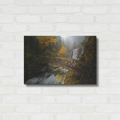 Luxe Metal Art 'A Bridge in the Forest' by Enrico Fossati, Metal Wall Art,24x16