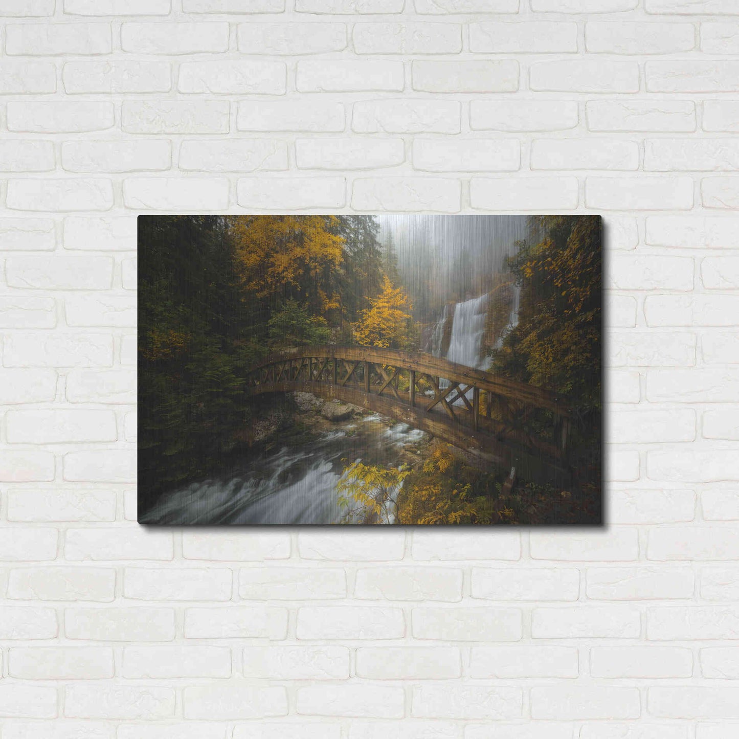 Luxe Metal Art 'A Bridge in the Forest' by Enrico Fossati, Metal Wall Art,36x24