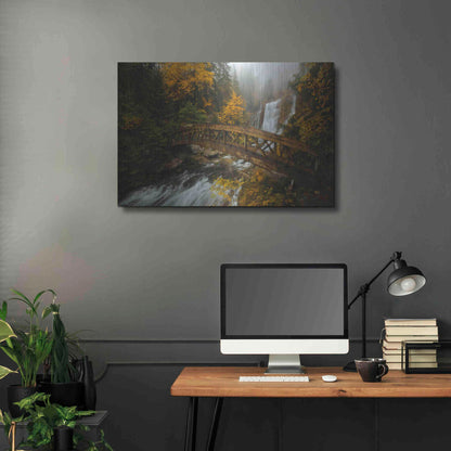 Luxe Metal Art 'A Bridge in the Forest' by Enrico Fossati, Metal Wall Art,36x24