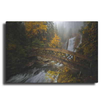 Luxe Metal Art 'A Bridge in the Forest' by Enrico Fossati, Metal Wall Art