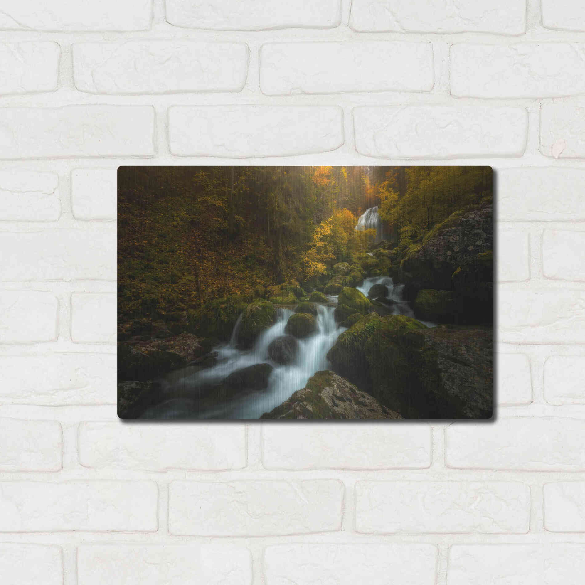 Luxe Metal Art 'Resplendent Stream' by Enrico Fossati, Metal Wall Art,16x12
