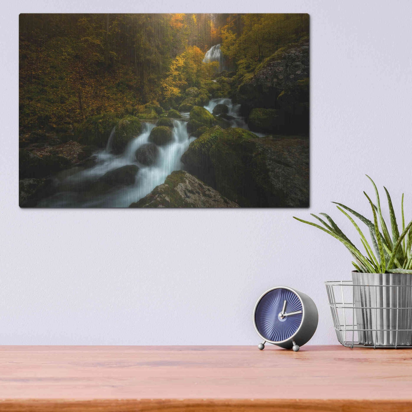 Luxe Metal Art 'Resplendent Stream' by Enrico Fossati, Metal Wall Art,16x12