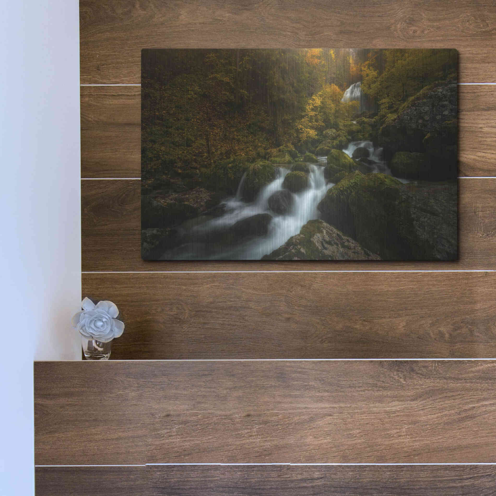 Luxe Metal Art 'Resplendent Stream' by Enrico Fossati, Metal Wall Art,16x12