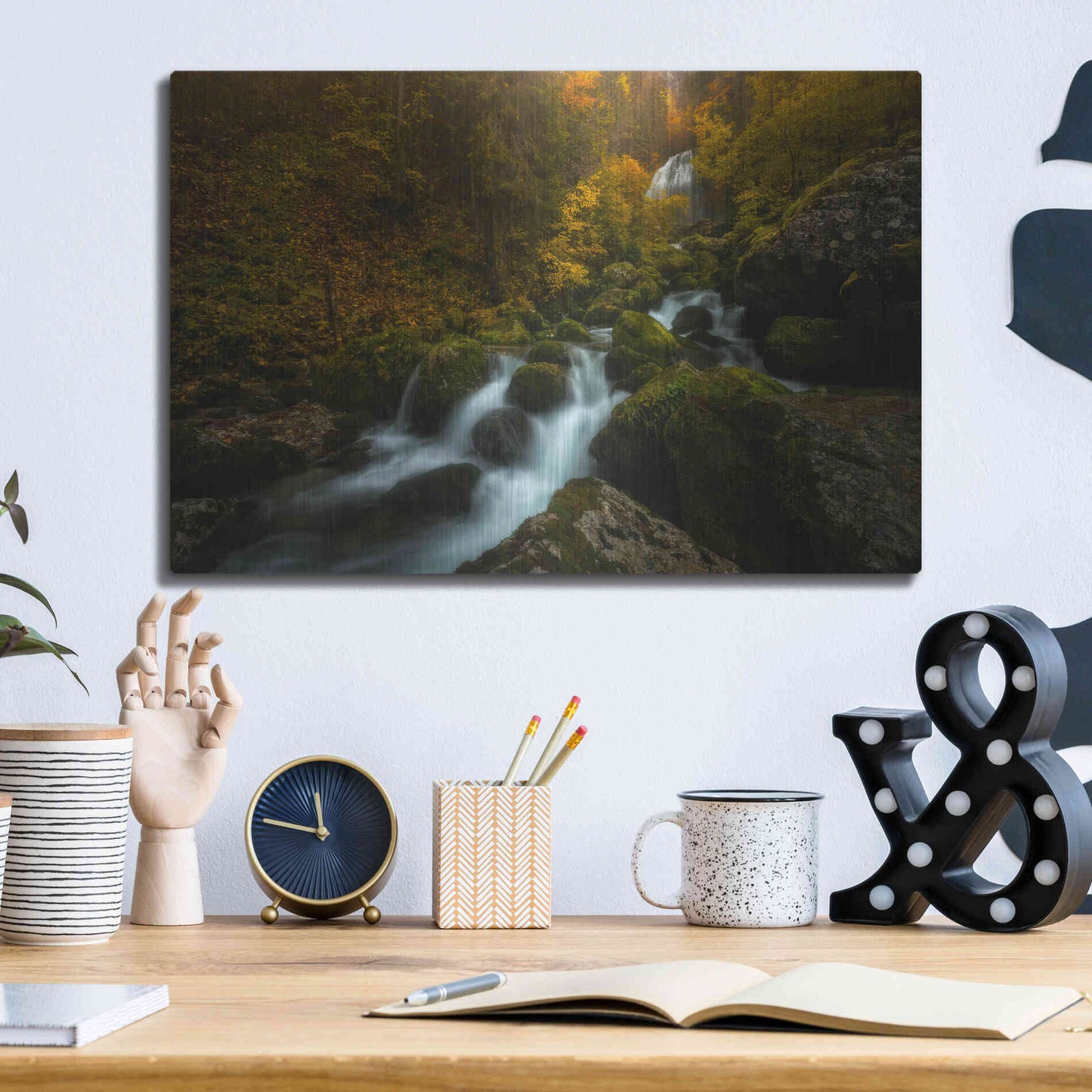 Luxe Metal Art 'Resplendent Stream' by Enrico Fossati, Metal Wall Art,16x12