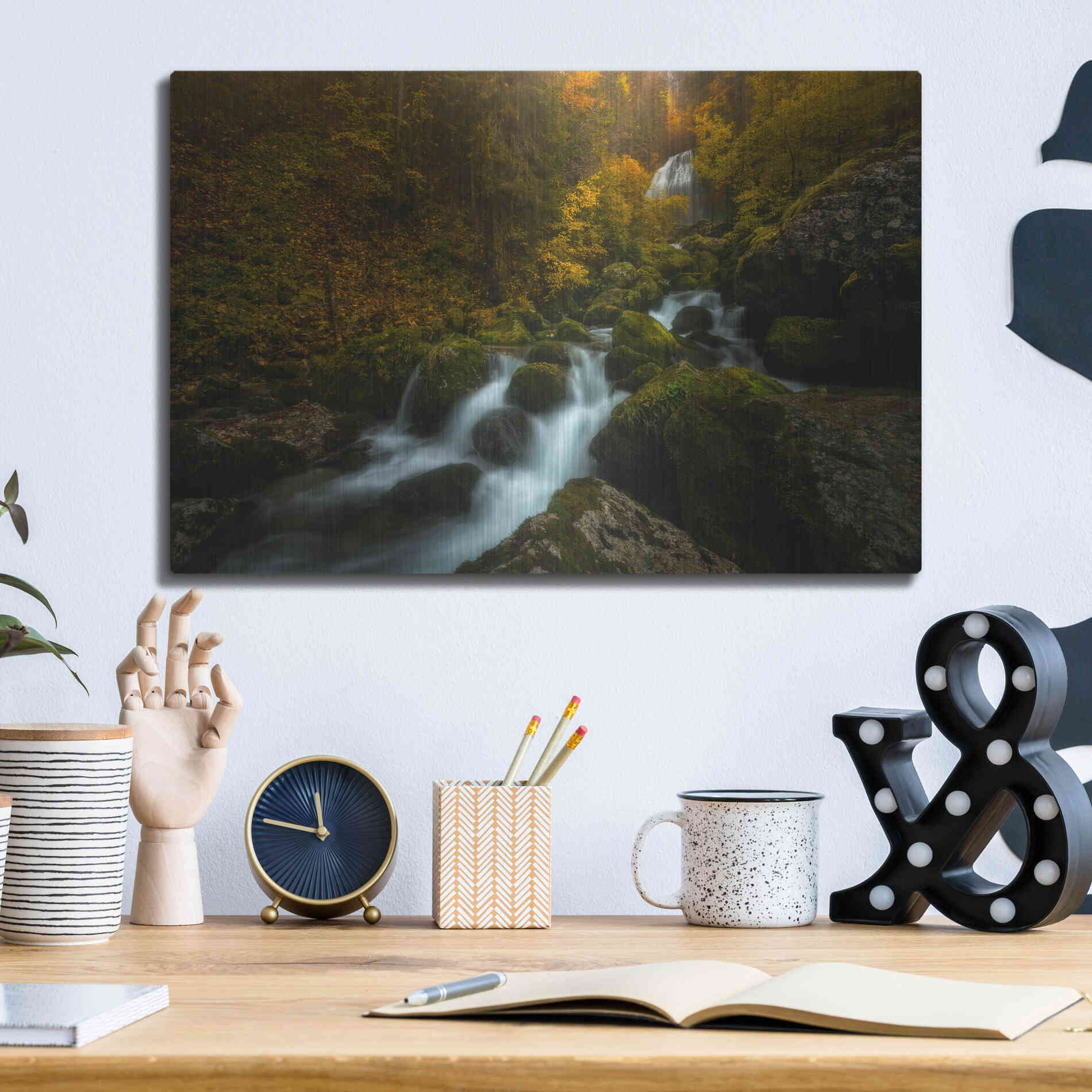 Luxe Metal Art 'Resplendent Stream' by Enrico Fossati, Metal Wall Art,16x12