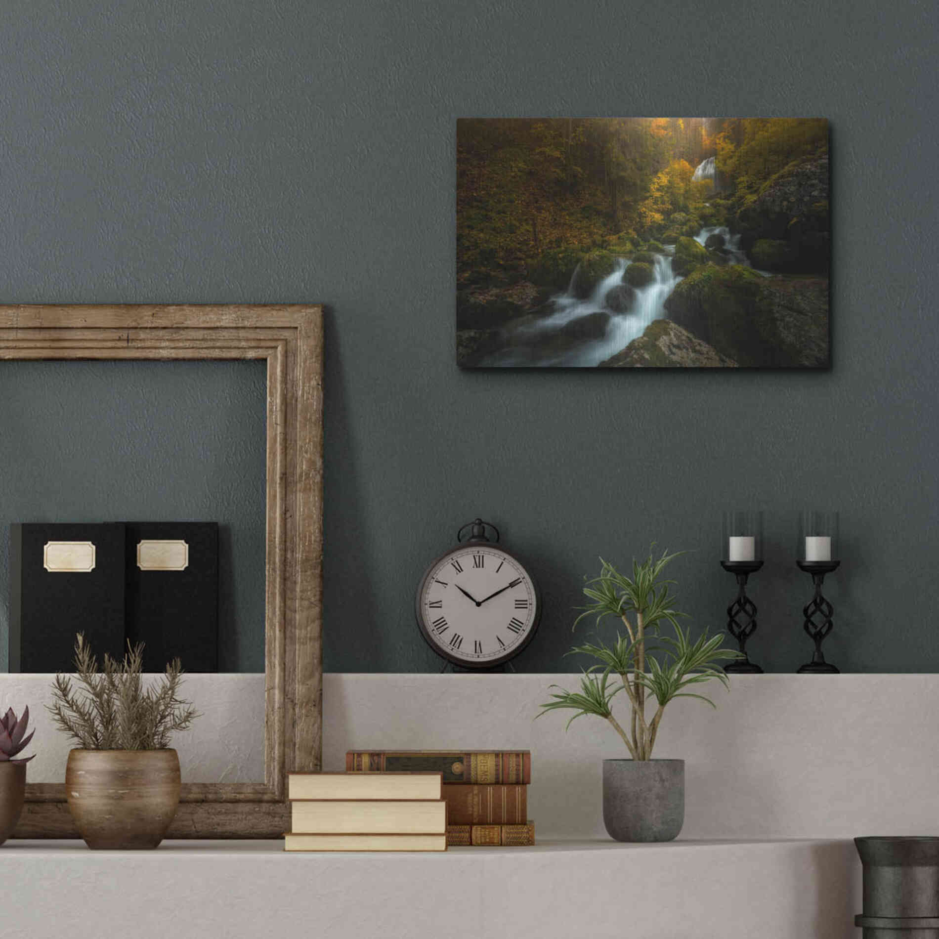 Luxe Metal Art 'Resplendent Stream' by Enrico Fossati, Metal Wall Art,16x12