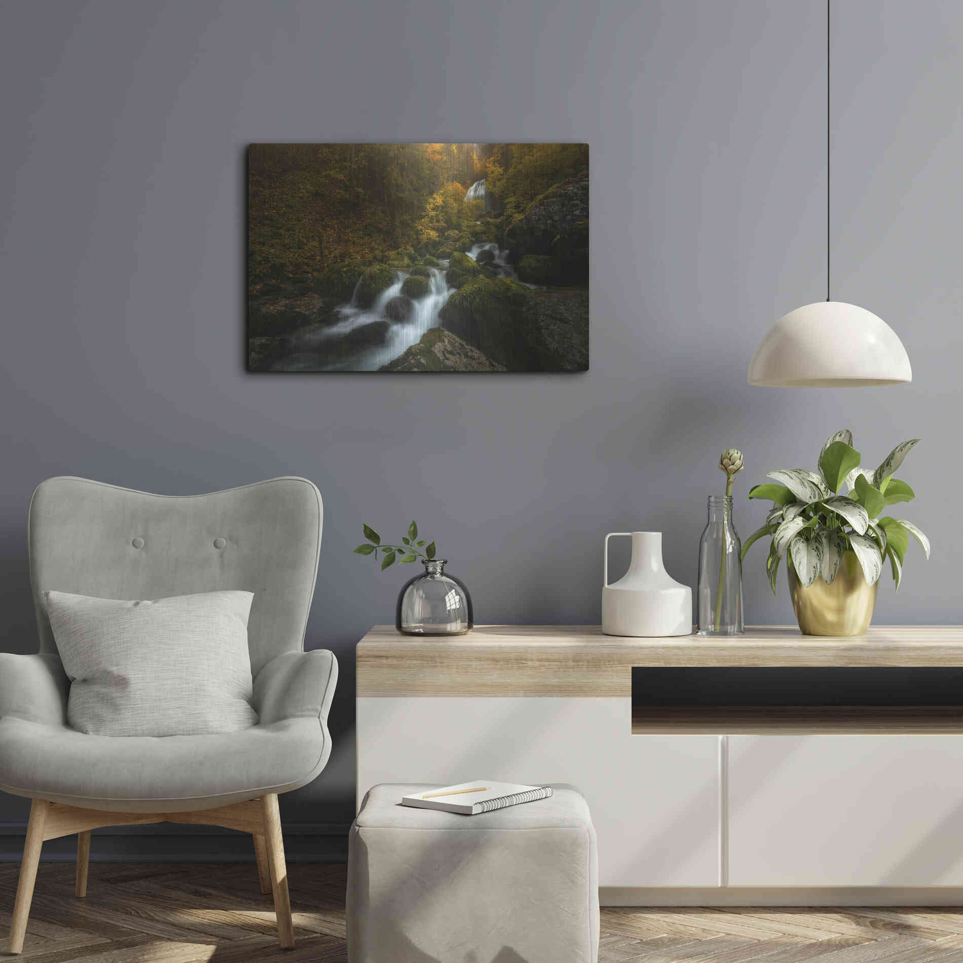 Luxe Metal Art 'Resplendent Stream' by Enrico Fossati, Metal Wall Art,24x16