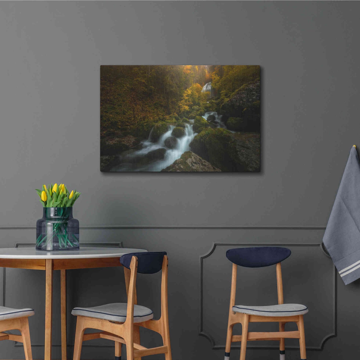 Luxe Metal Art 'Resplendent Stream' by Enrico Fossati, Metal Wall Art,36x24