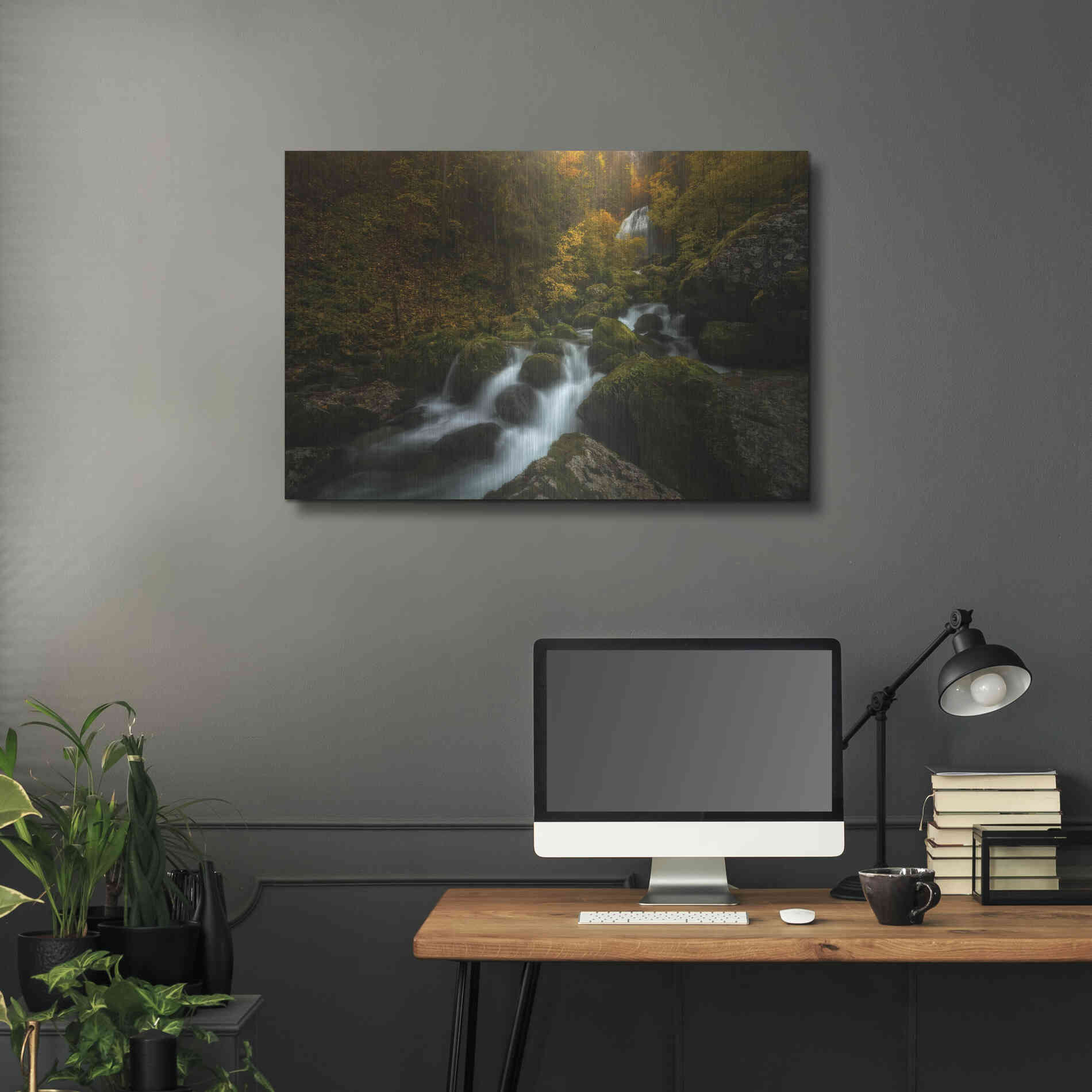 Luxe Metal Art 'Resplendent Stream' by Enrico Fossati, Metal Wall Art,36x24
