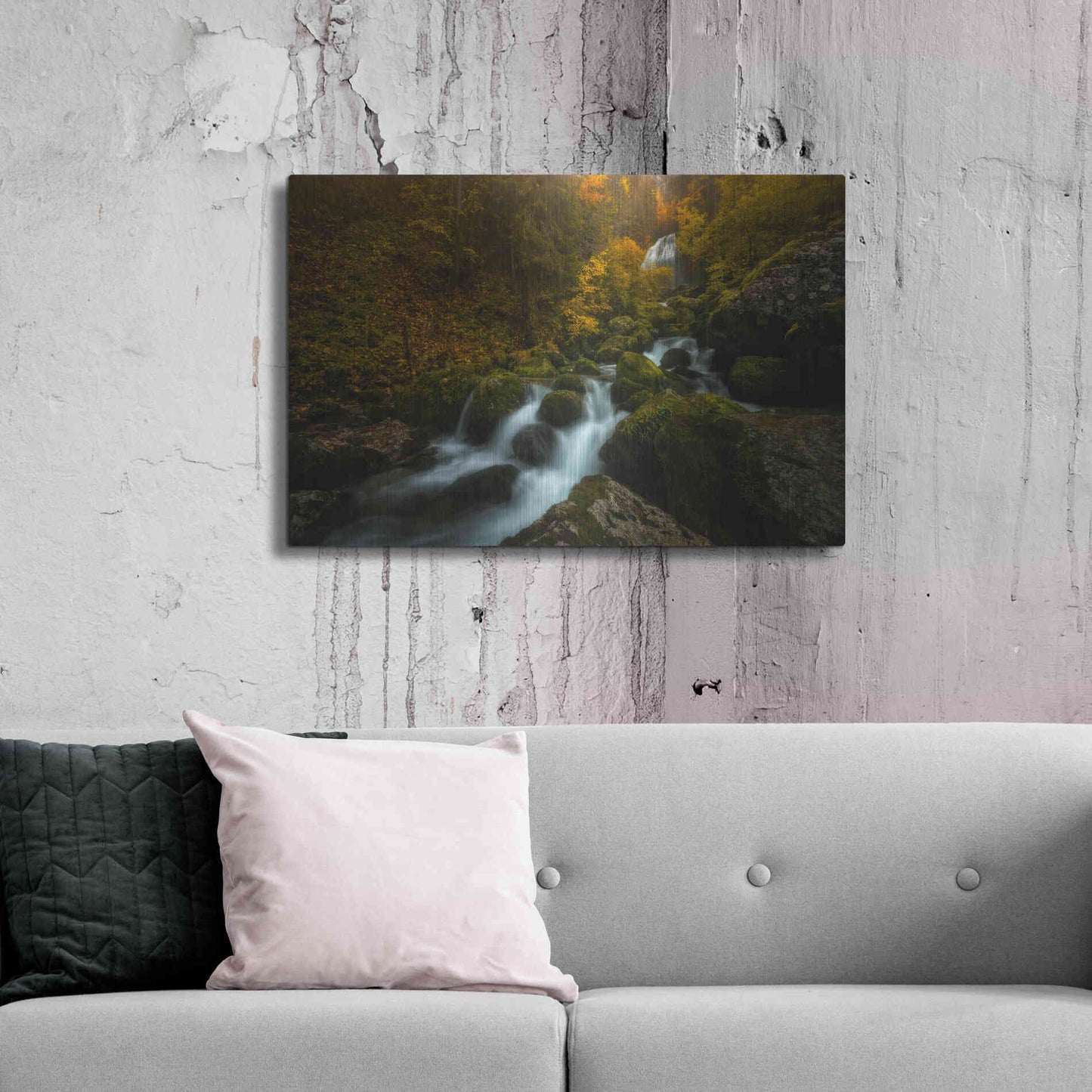 Luxe Metal Art 'Resplendent Stream' by Enrico Fossati, Metal Wall Art,36x24