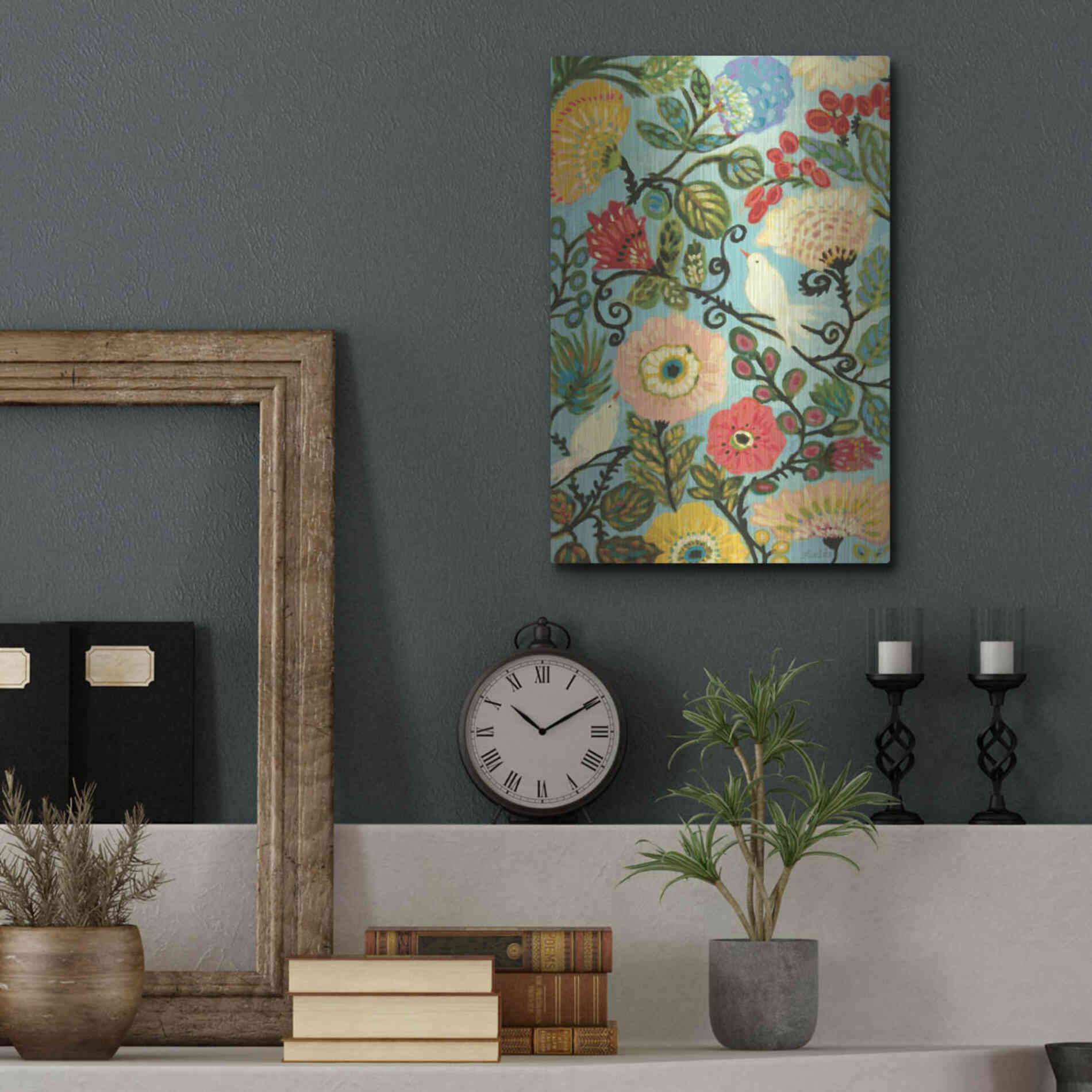 Luxe Metal Art 'Sweet Cottage Garden' by Karen Fields, Metal Wall Art,12x16