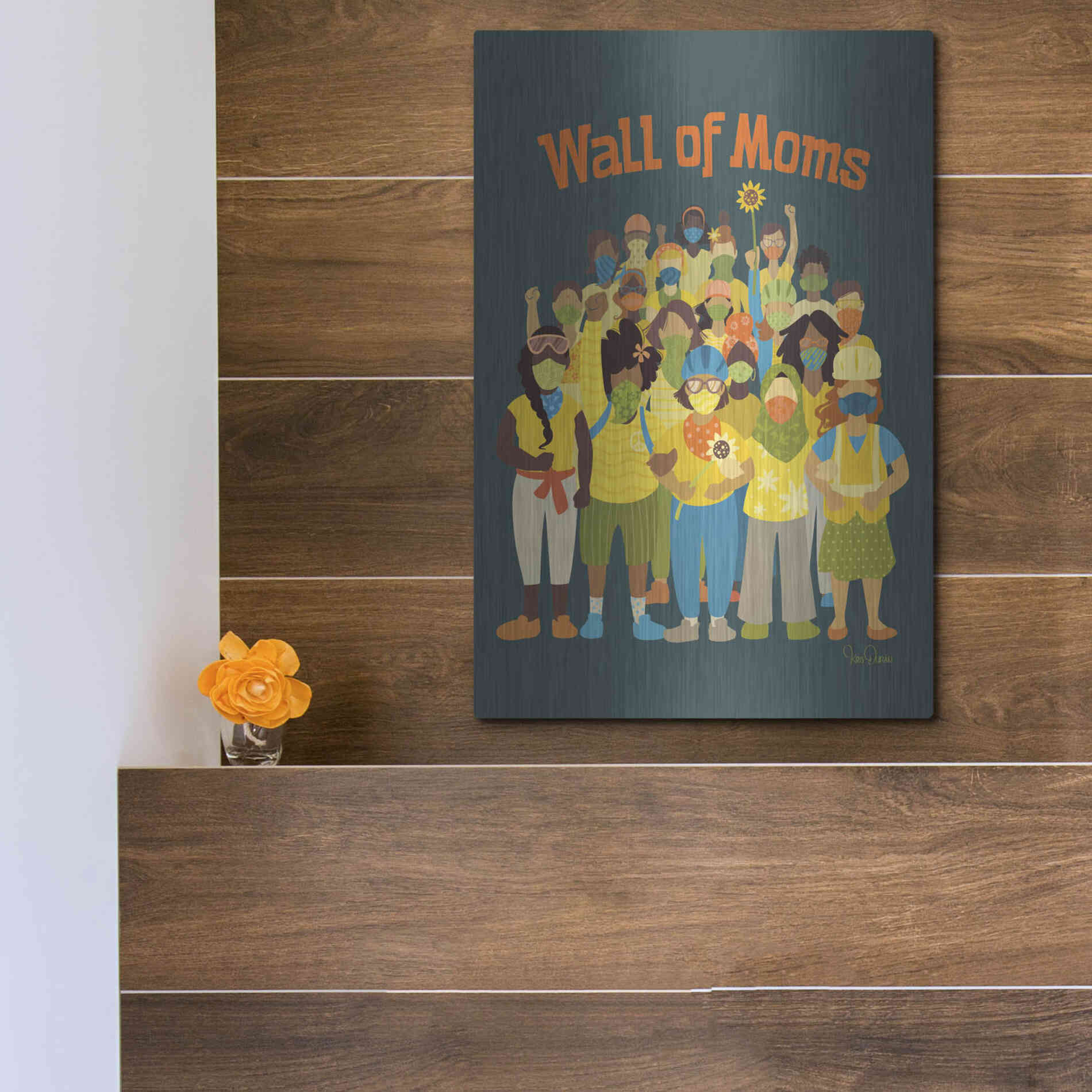 Luxe Metal Art 'Wall of Moms' by Kris Duran, Metal Wall Art,12x16