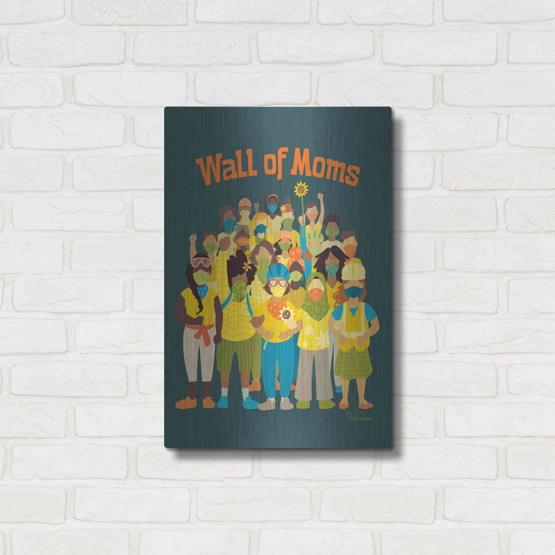 Luxe Metal Art 'Wall of Moms' by Kris Duran, Metal Wall Art,16x24