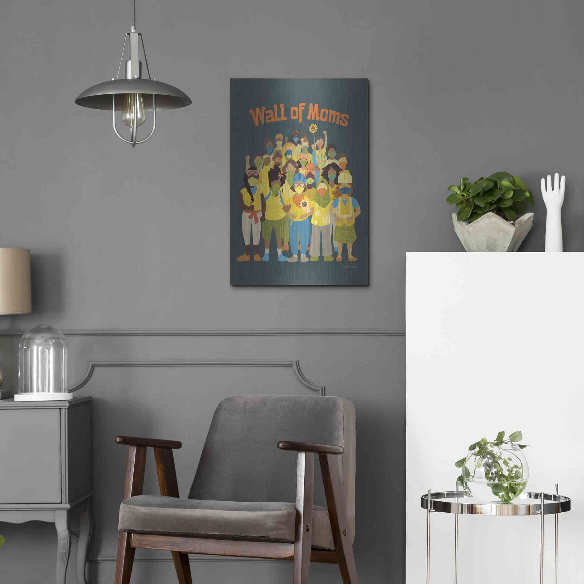 Luxe Metal Art 'Wall of Moms' by Kris Duran, Metal Wall Art,16x24