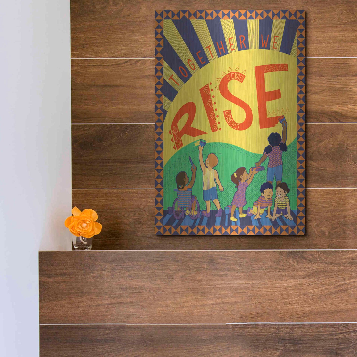 Luxe Metal Art 'Together We Rise' by Kris Duran, Metal Wall Art,12x16