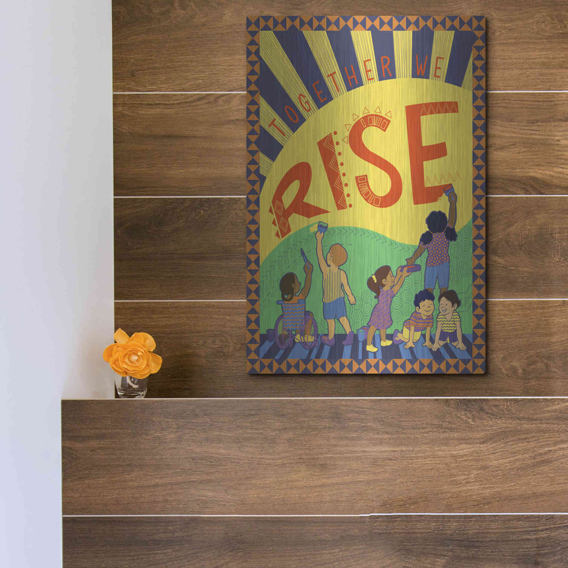 Luxe Metal Art 'Together We Rise' by Kris Duran, Metal Wall Art,12x16