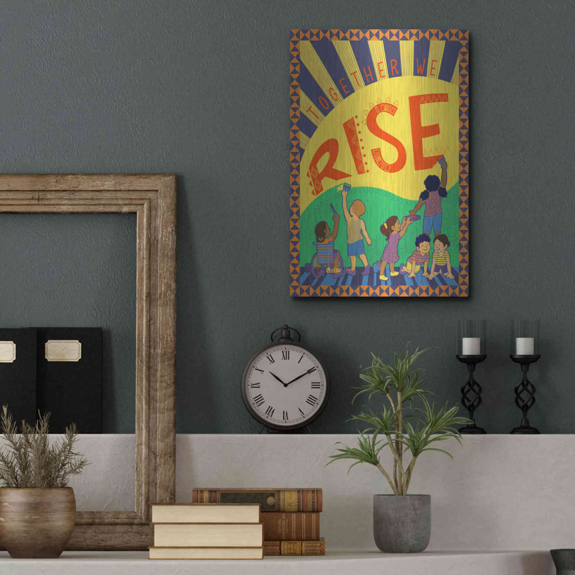 Luxe Metal Art 'Together We Rise' by Kris Duran, Metal Wall Art,12x16