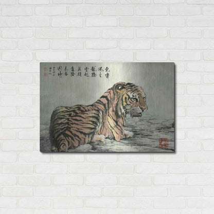 Luxe Metal Art 'Tiger Relaxing' by River Han, Metal Wall Art,36x24