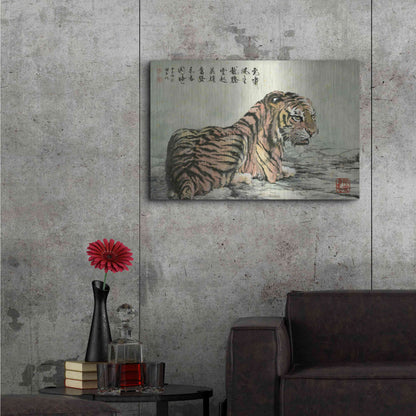 Luxe Metal Art 'Tiger Relaxing' by River Han, Metal Wall Art,36x24