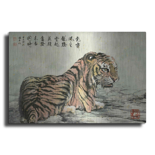 Luxe Metal Art 'Tiger Relaxing' by River Han, Metal Wall Art