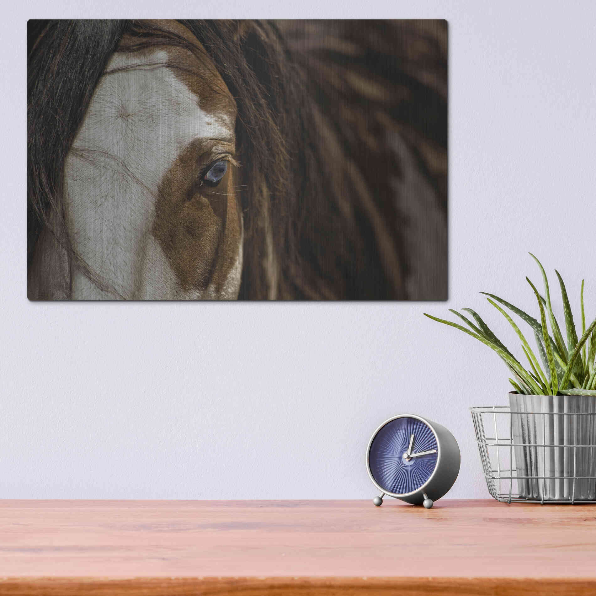 Luxe Metal Art 'Blue' by Lisa Dearing, Metal Wall Art,16x12