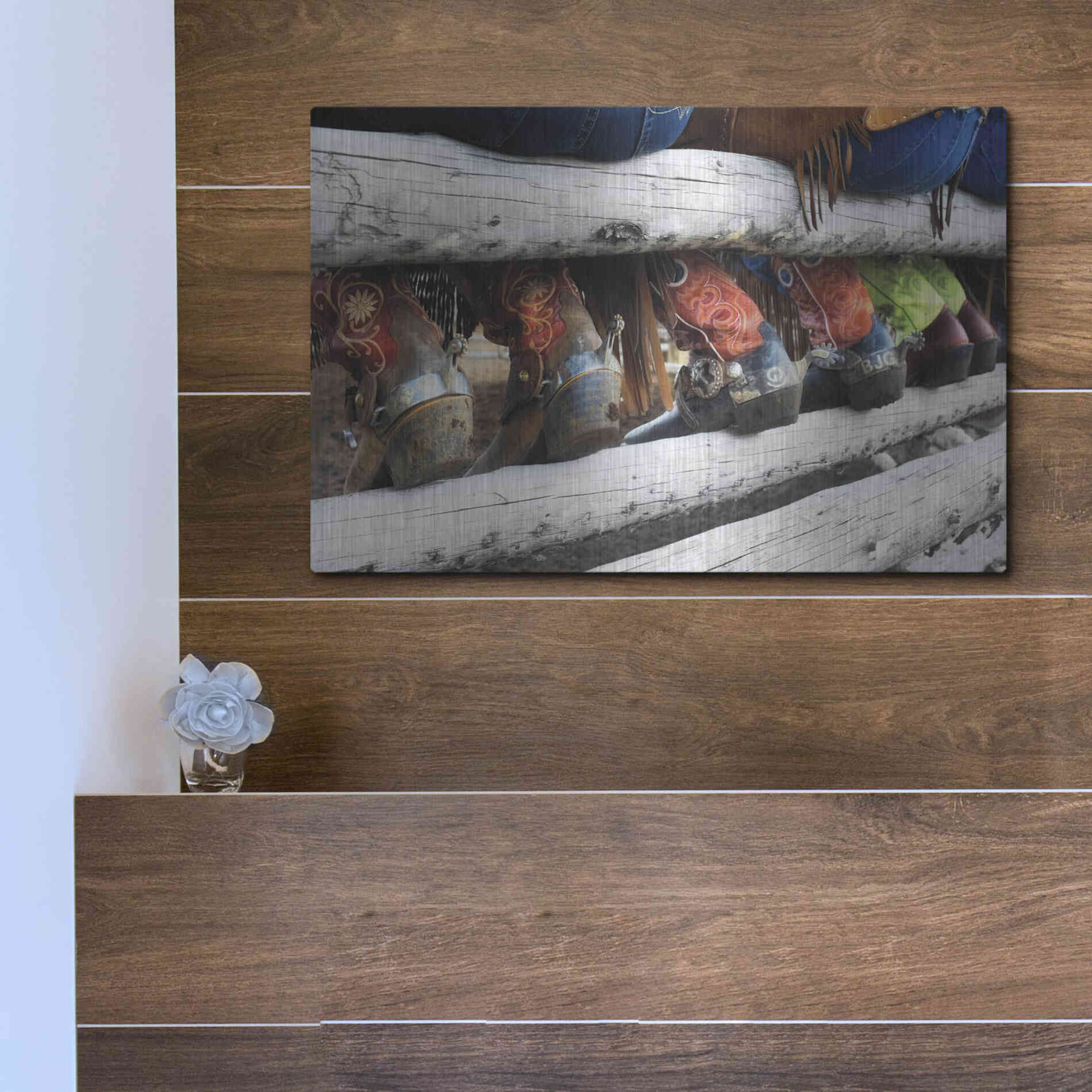 Luxe Metal Art 'Boots & Spurs' by Lisa Dearing, Metal Wall Art,16x12