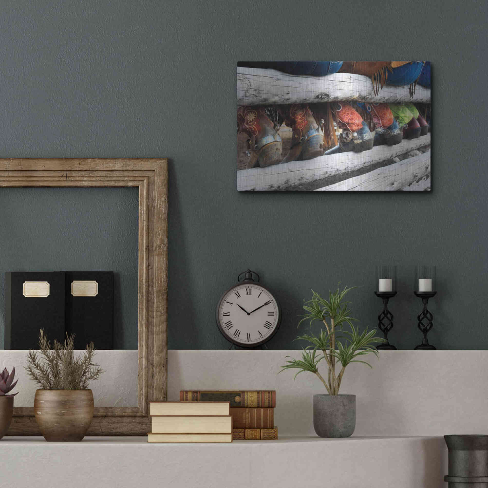 Luxe Metal Art 'Boots & Spurs' by Lisa Dearing, Metal Wall Art,16x12