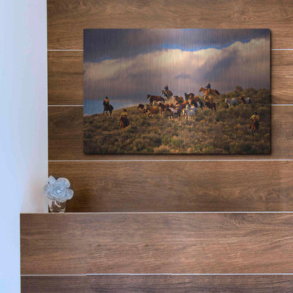 Luxe Metal Art 'Chasing Thunder' by Lisa Dearing, Metal Wall Art,16x12