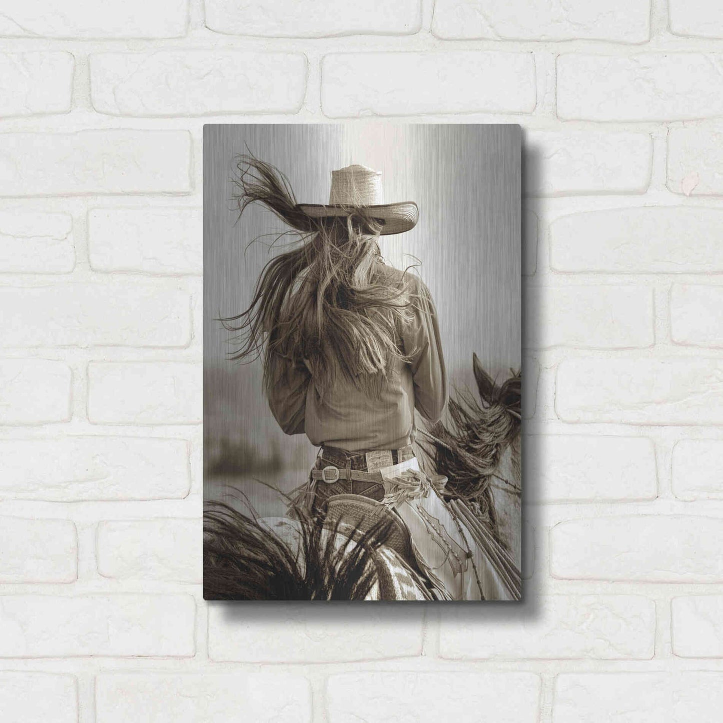 Luxe Metal Art 'Cowgirl' by Lisa Dearing, Metal Wall Art,12x16