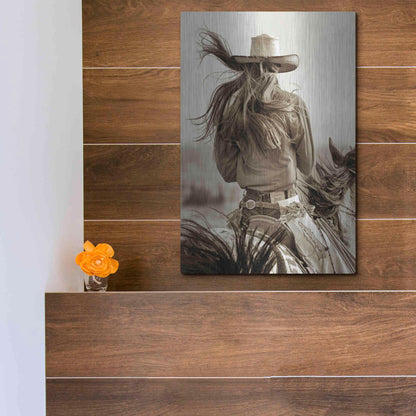 Luxe Metal Art 'Cowgirl' by Lisa Dearing, Metal Wall Art,12x16