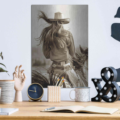 Luxe Metal Art 'Cowgirl' by Lisa Dearing, Metal Wall Art,12x16