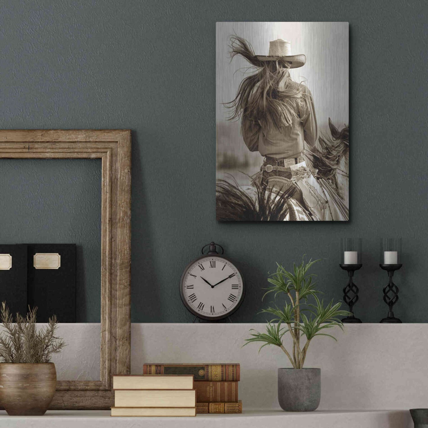 Luxe Metal Art 'Cowgirl' by Lisa Dearing, Metal Wall Art,12x16