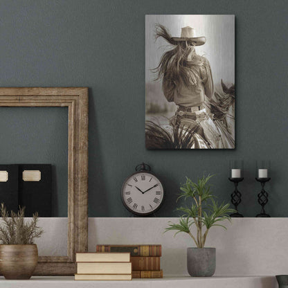 Luxe Metal Art 'Cowgirl' by Lisa Dearing, Metal Wall Art,12x16