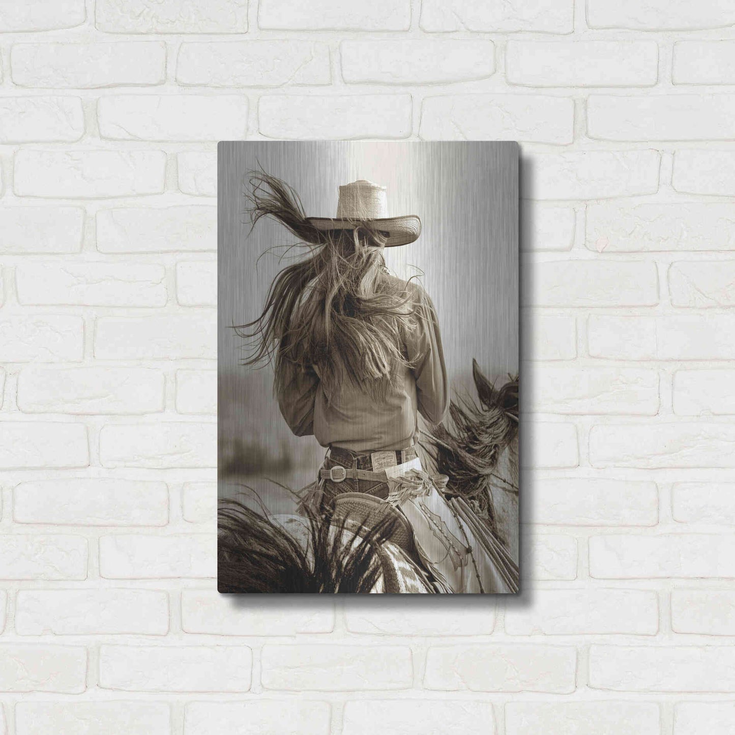 Luxe Metal Art 'Cowgirl' by Lisa Dearing, Metal Wall Art,16x24