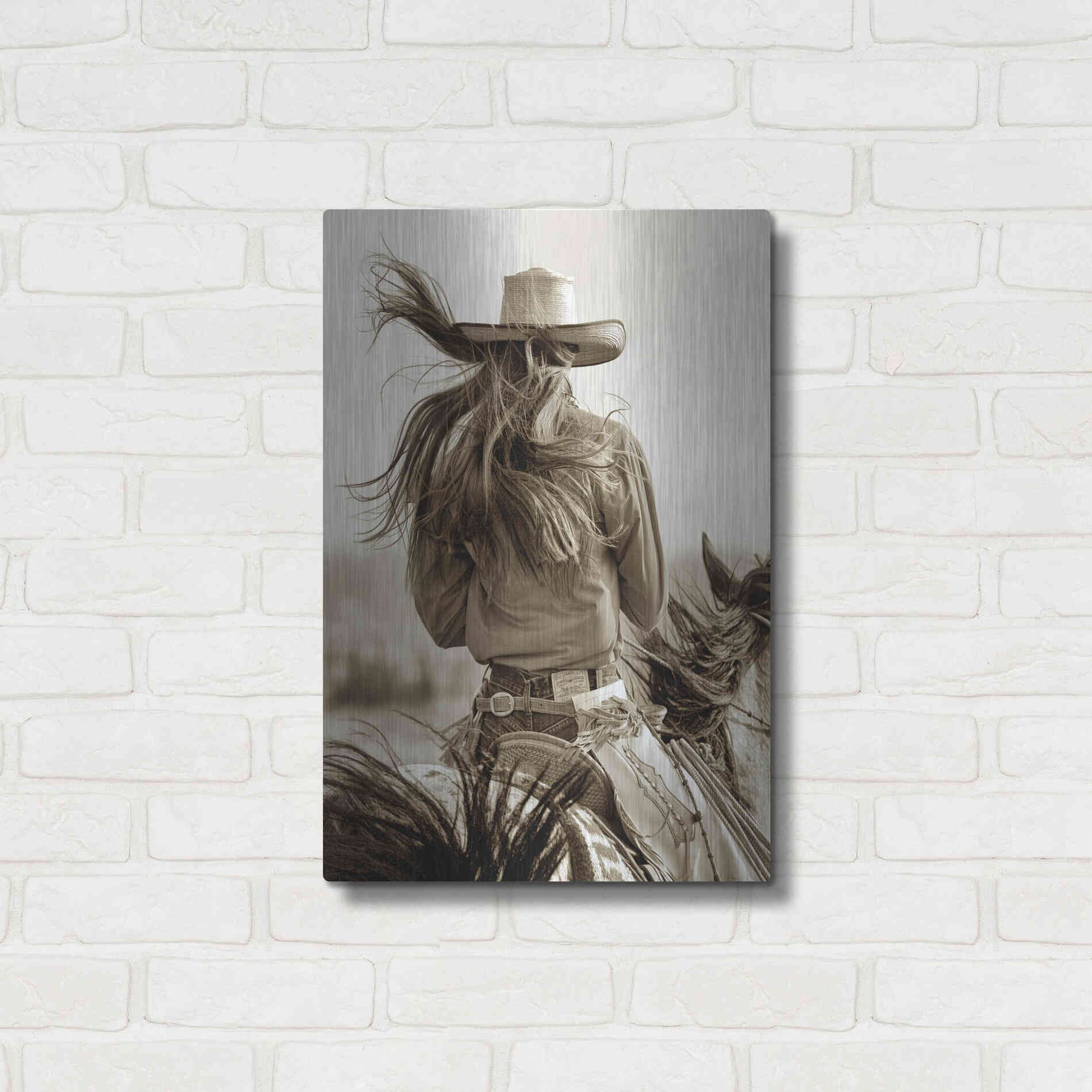 Luxe Metal Art 'Cowgirl' by Lisa Dearing, Metal Wall Art,16x24
