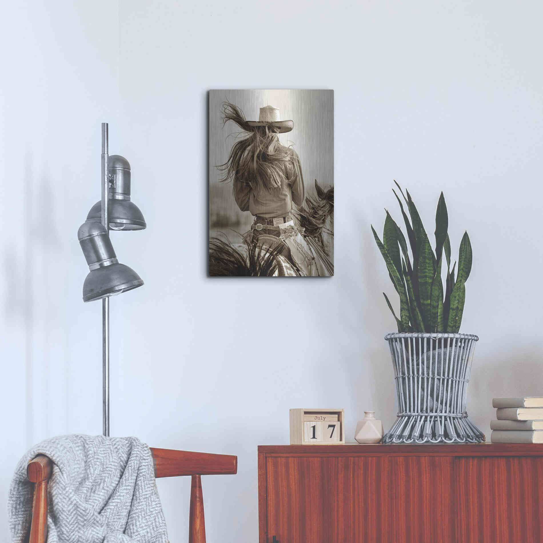 Luxe Metal Art 'Cowgirl' by Lisa Dearing, Metal Wall Art,16x24