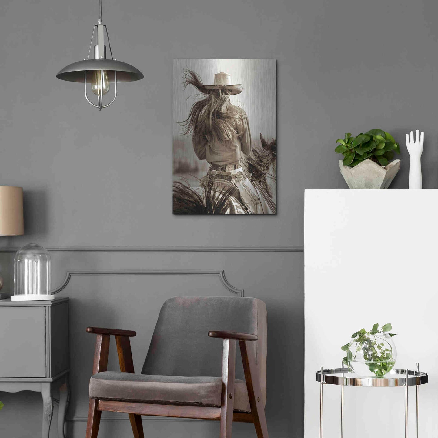 Luxe Metal Art 'Cowgirl' by Lisa Dearing, Metal Wall Art,16x24