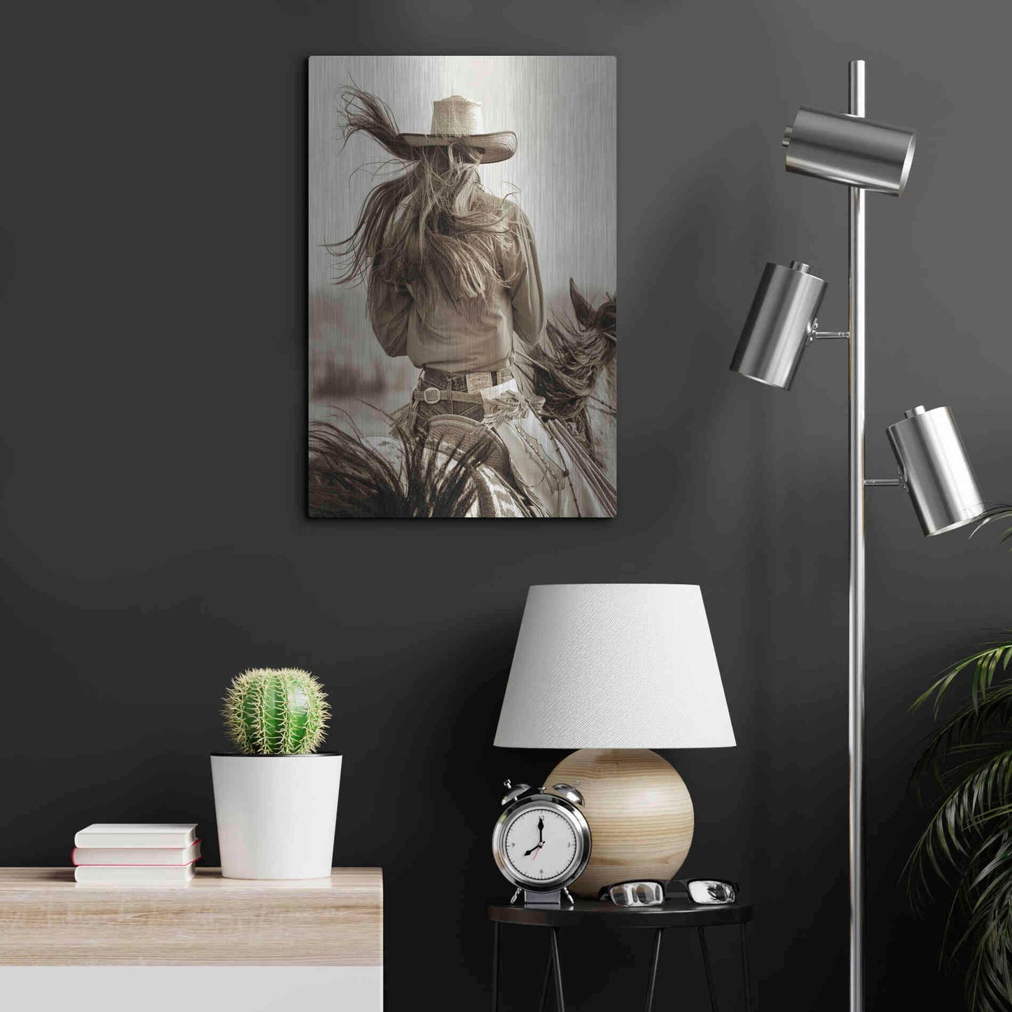 Luxe Metal Art 'Cowgirl' by Lisa Dearing, Metal Wall Art,16x24