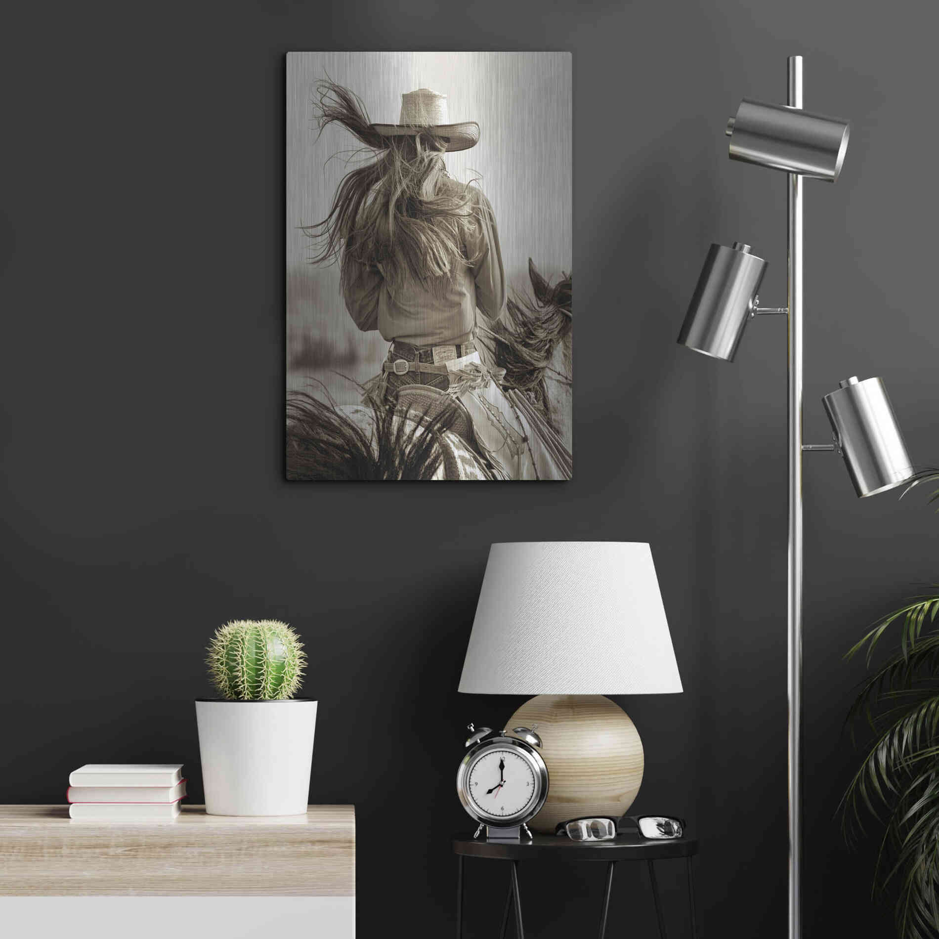 Luxe Metal Art 'Cowgirl' by Lisa Dearing, Metal Wall Art,16x24