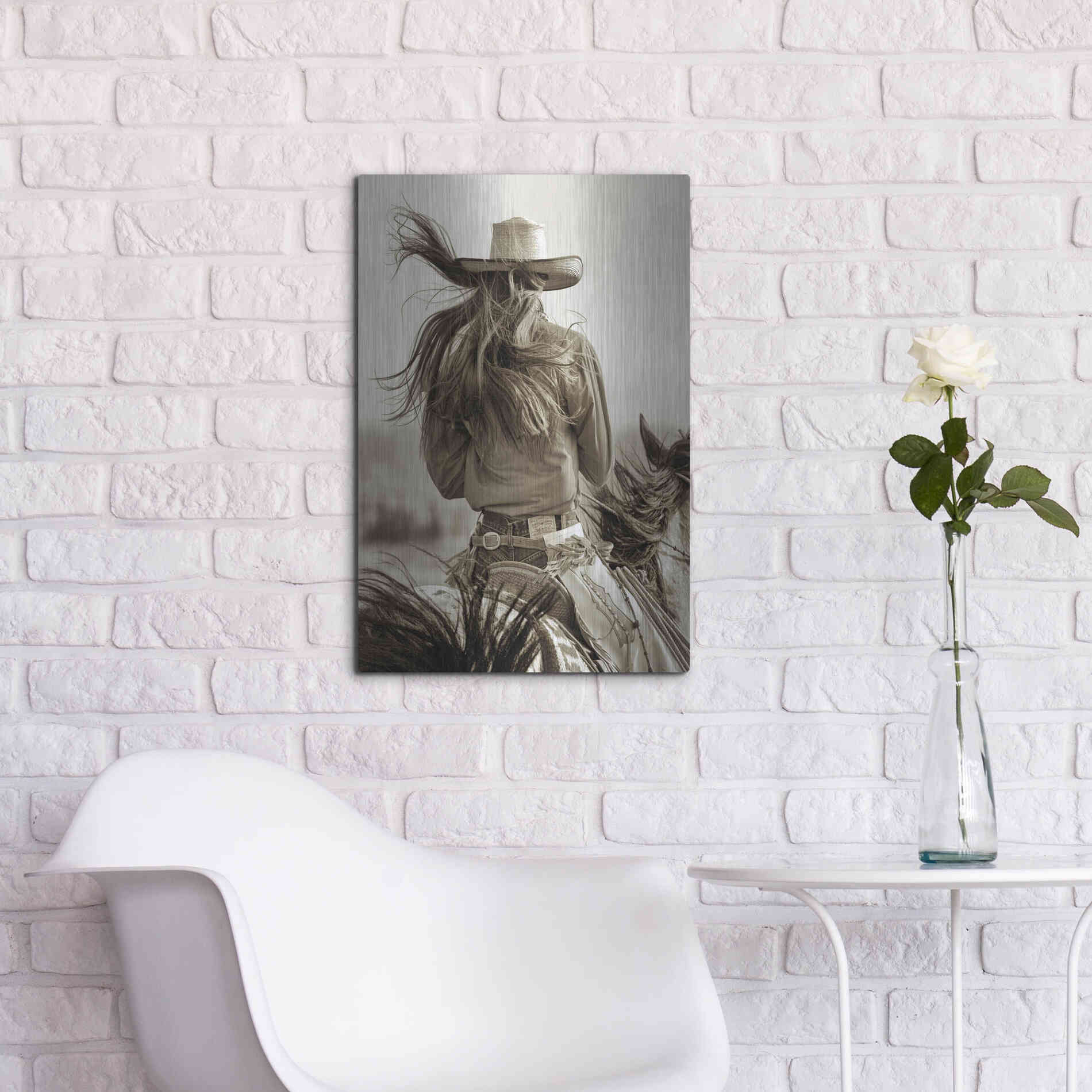 Luxe Metal Art 'Cowgirl' by Lisa Dearing, Metal Wall Art,16x24