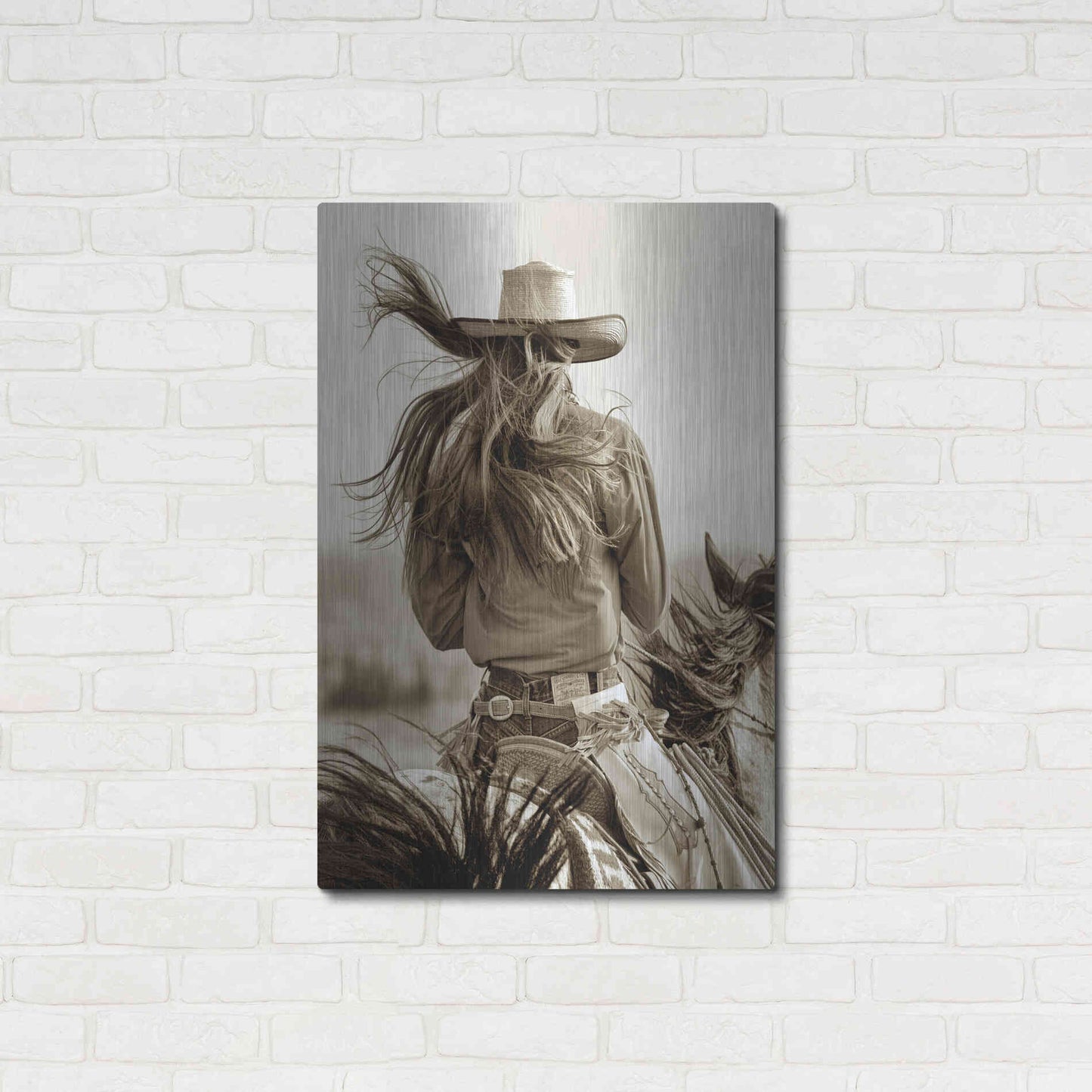 Luxe Metal Art 'Cowgirl' by Lisa Dearing, Metal Wall Art,24x36