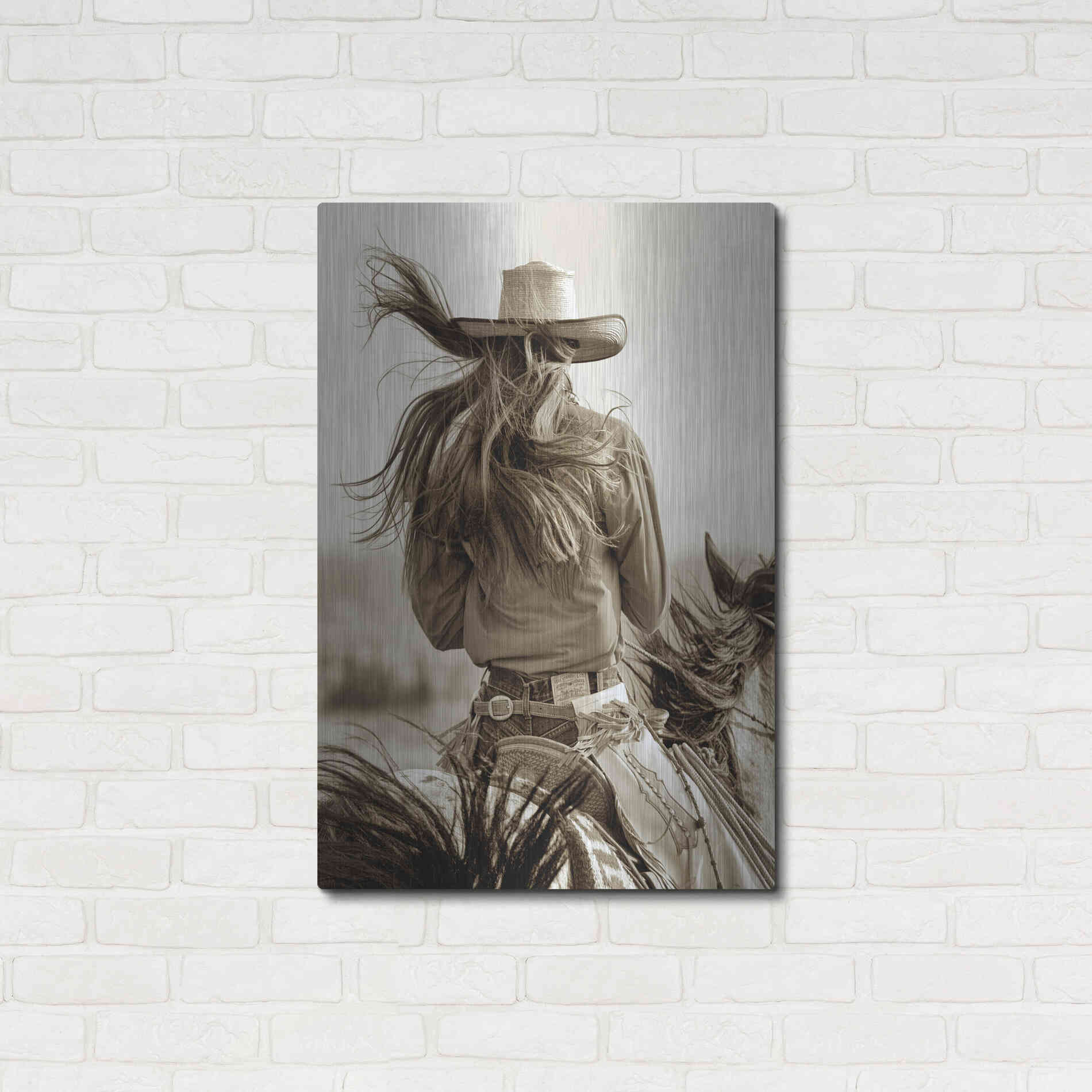 Luxe Metal Art 'Cowgirl' by Lisa Dearing, Metal Wall Art,24x36