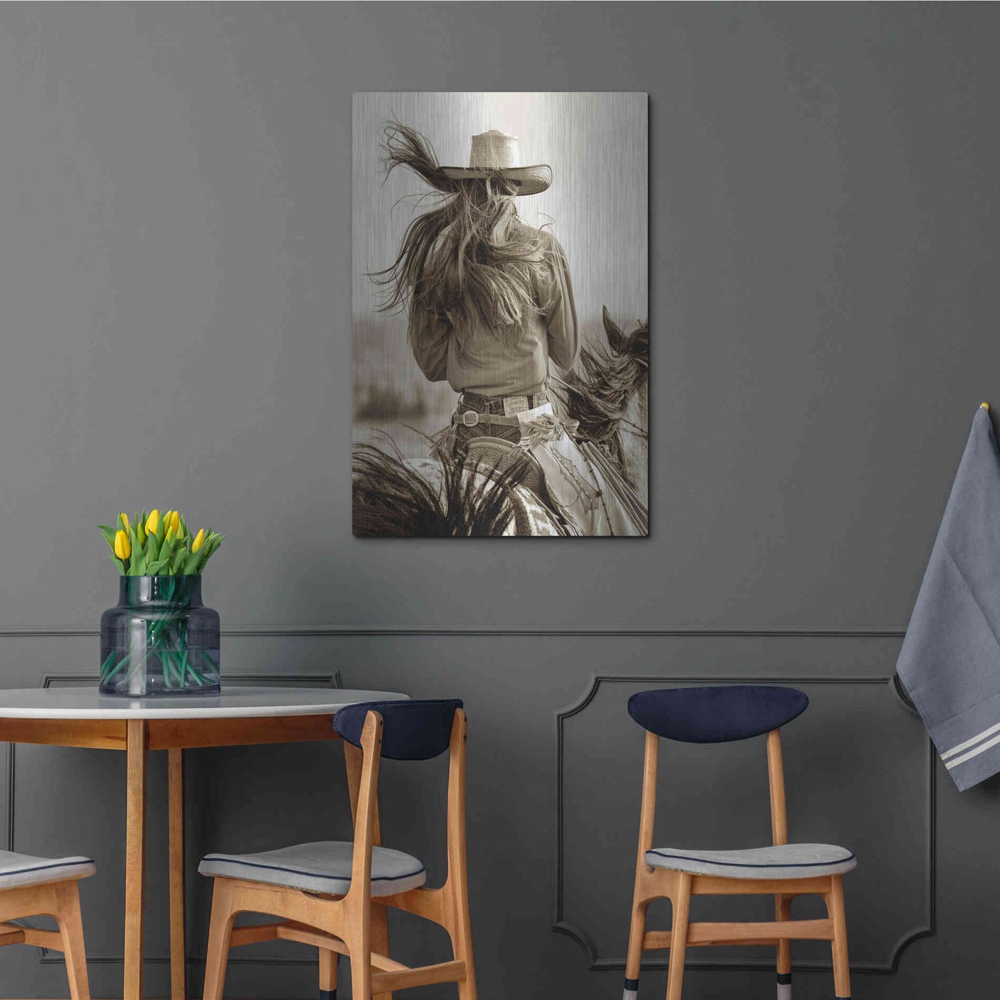 Luxe Metal Art 'Cowgirl' by Lisa Dearing, Metal Wall Art,24x36