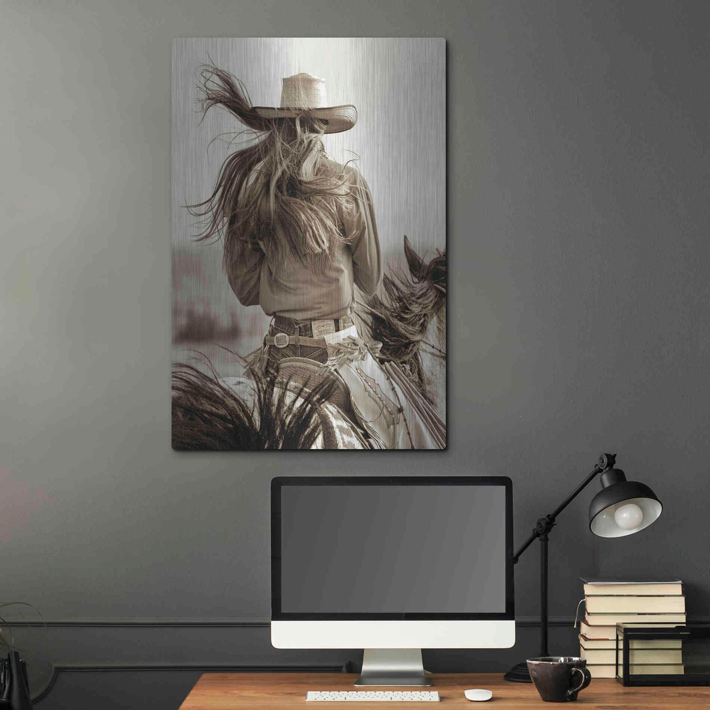 Luxe Metal Art 'Cowgirl' by Lisa Dearing, Metal Wall Art,24x36