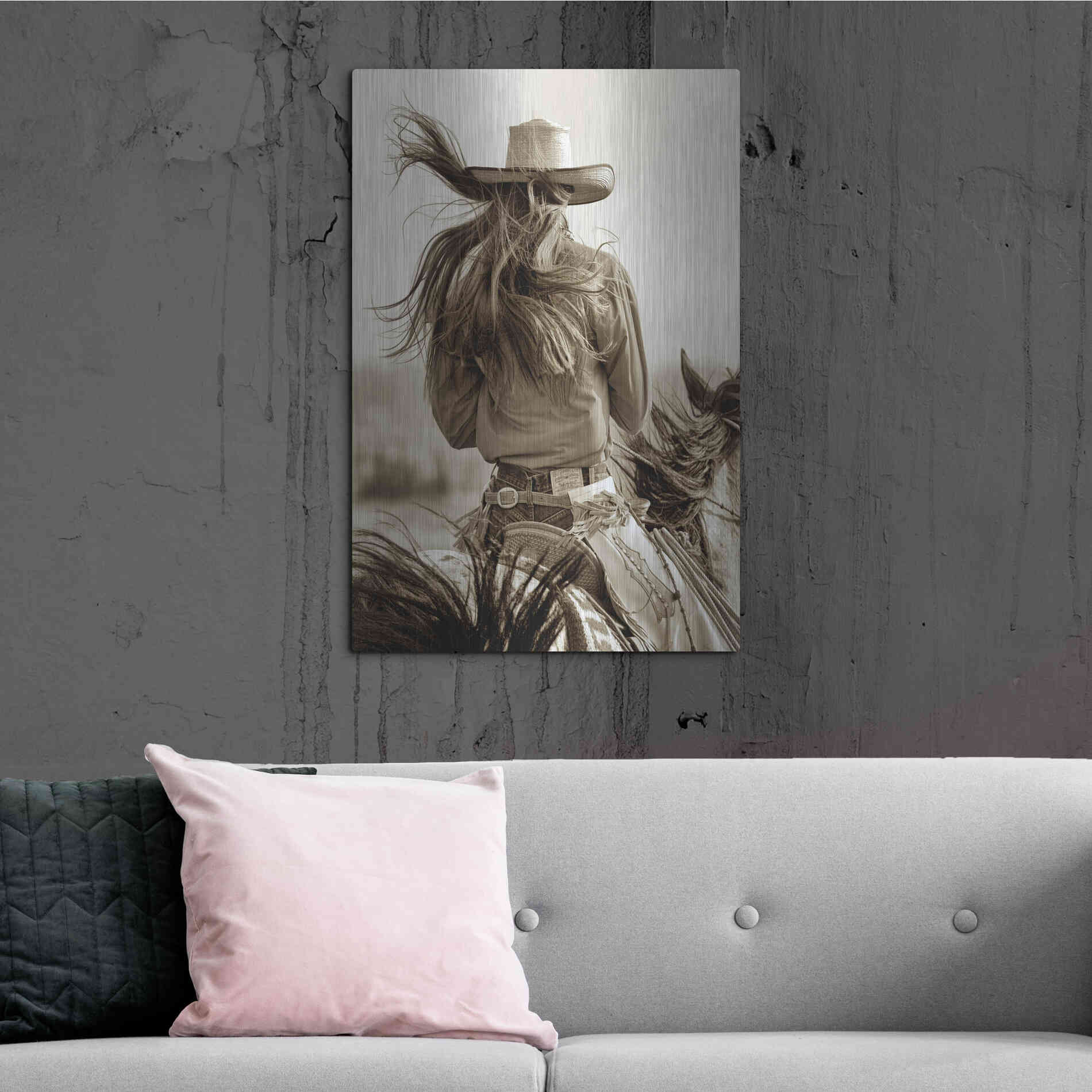 Luxe Metal Art 'Cowgirl' by Lisa Dearing, Metal Wall Art,24x36