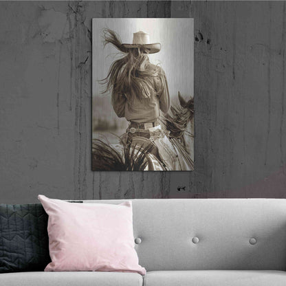 Luxe Metal Art 'Cowgirl' by Lisa Dearing, Metal Wall Art,24x36