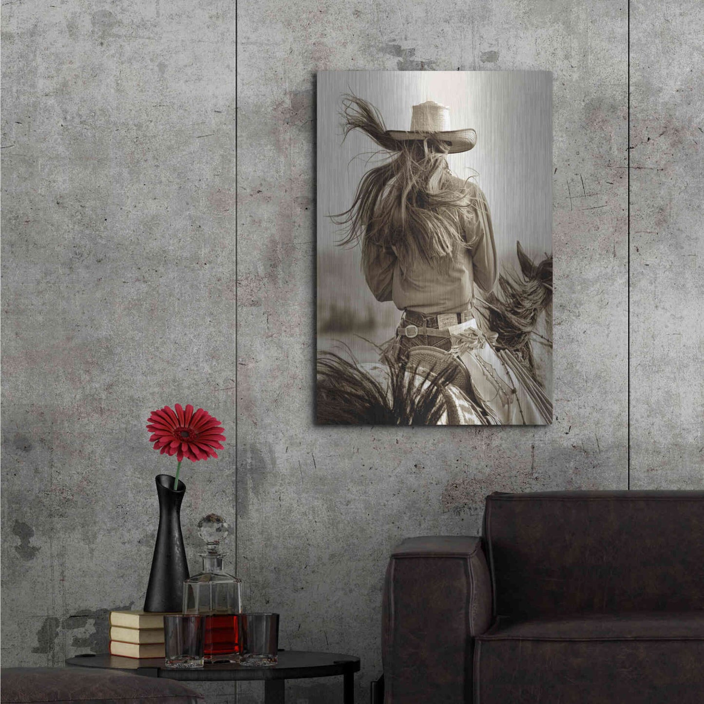 Luxe Metal Art 'Cowgirl' by Lisa Dearing, Metal Wall Art,24x36