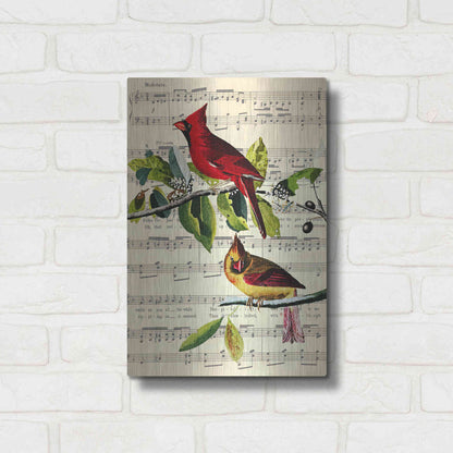 Luxe Metal Art 'The Cardinal Sings' by John James Audubon, Metal Wall Art,12x16