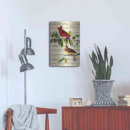 Luxe Metal Art 'The Cardinal Sings' by John James Audubon, Metal Wall Art,16x24